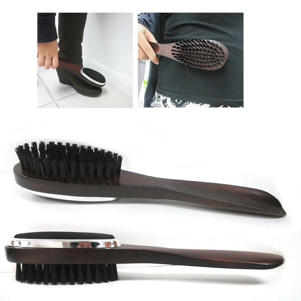 1 Wood Shoehorn Clothes Lint Brush Garment Care Sturdy Slip Men Women Shoe Horn