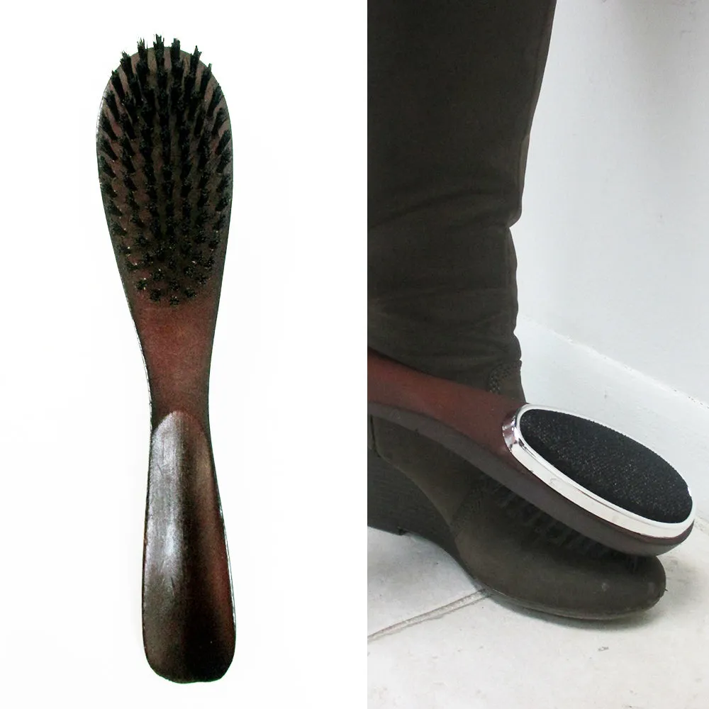 1 Wood Shoehorn Clothes Lint Brush Garment Care Sturdy Slip Men Women Shoe Horn