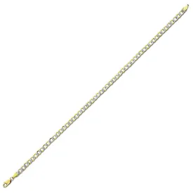 14K Two Tone White Pave Hollow Curb Anklet, 4.7mm (14K-WPCURBH120-10)