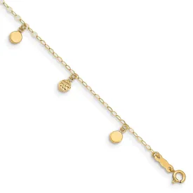 14k Yellow Gold Hollow Dangle Circle Anklet