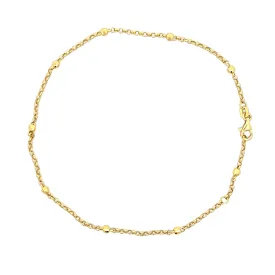 14k Yellow Gold Rollo Bead Anklet