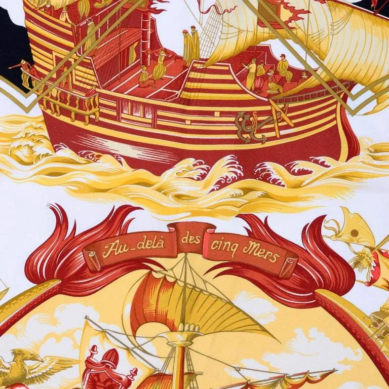 1998 Hermes Au-dela des cinq Mers Silk Scarf by Laurence Bourthoumieux