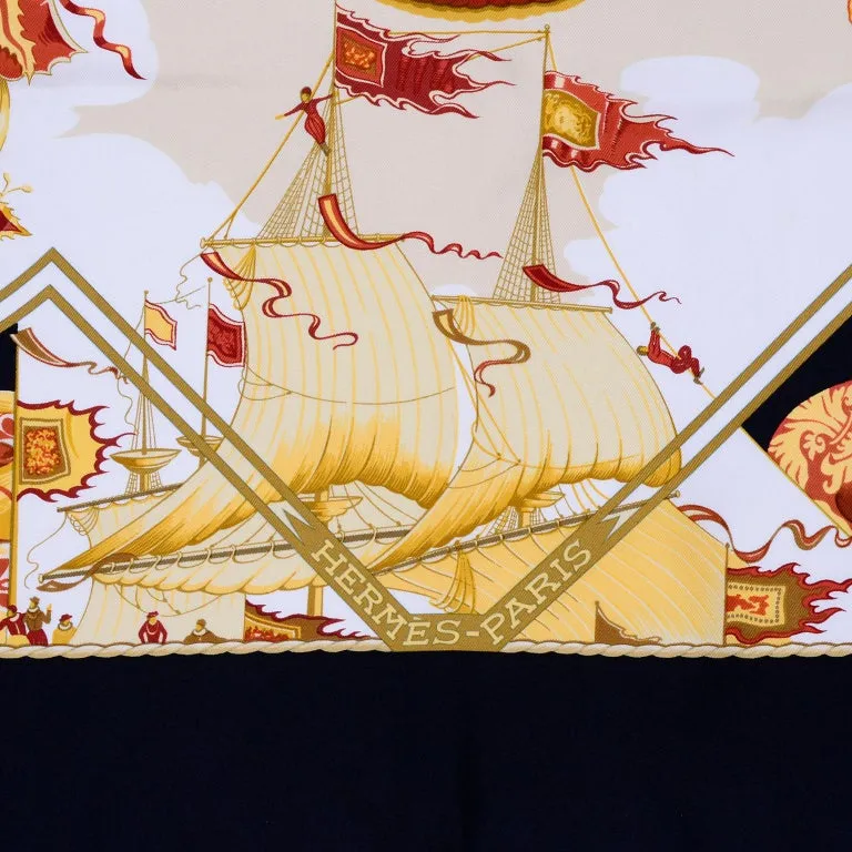 1998 Hermes Au-dela des cinq Mers Silk Scarf by Laurence Bourthoumieux