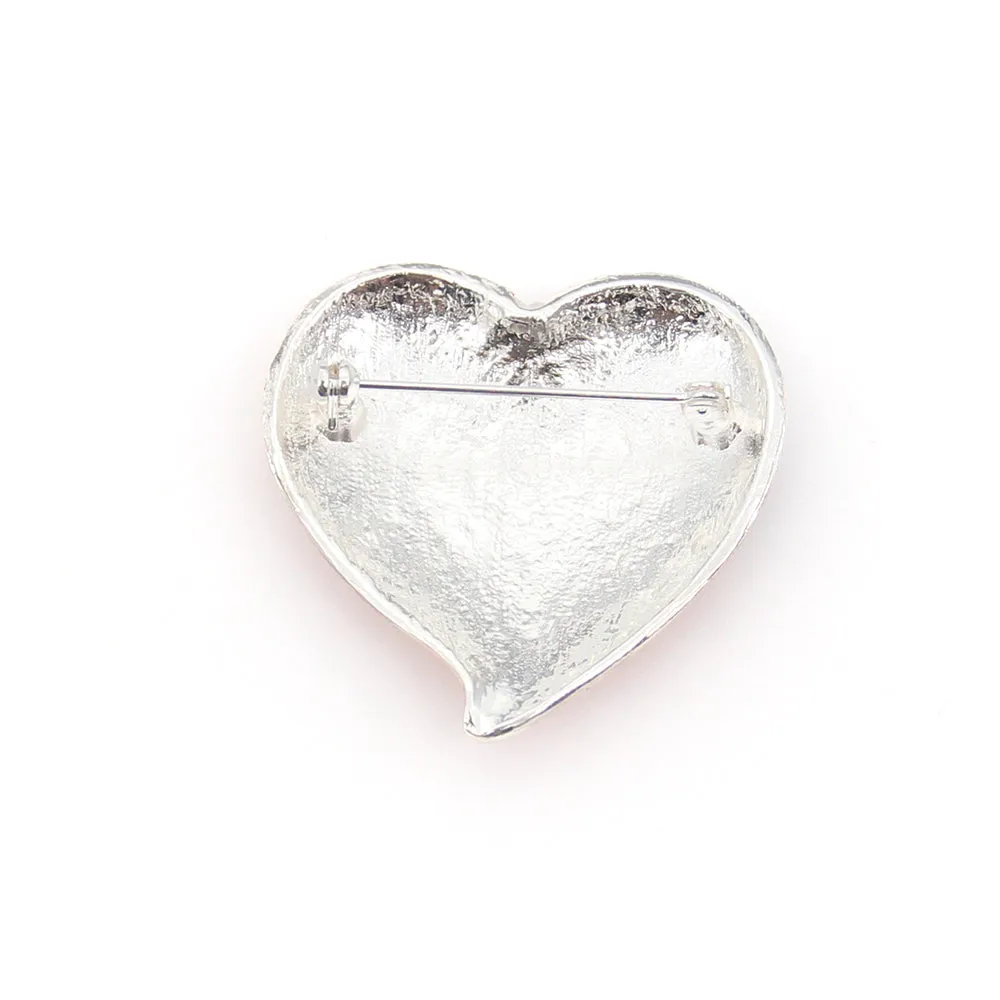 37mm Rhinestone Enamel USA Flag American Independence Day Love Heart Shaped Brooch Pin