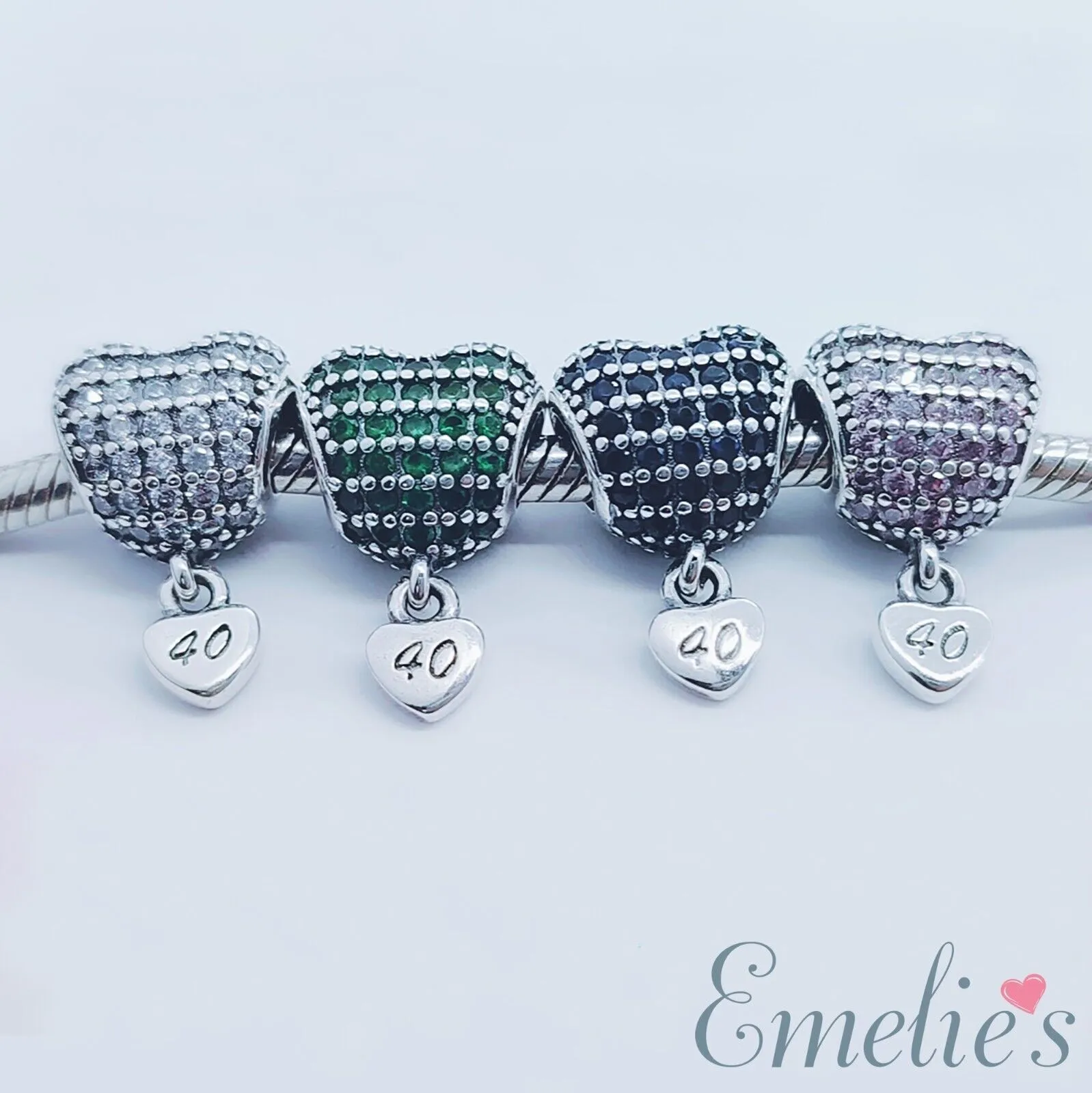 40 Birthday Charm for Pandora Bracelet. 40th Birthday Sterling Silver Charm