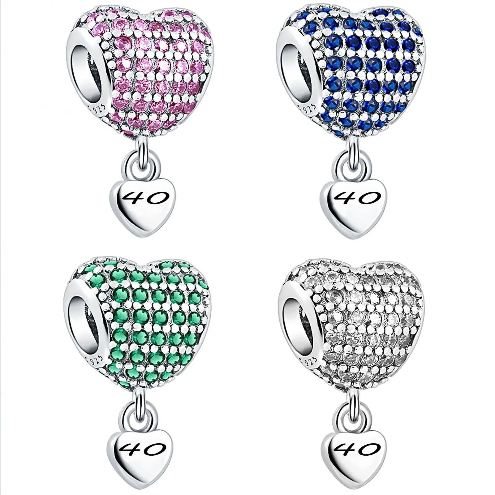 40 Birthday Charm for Pandora Bracelet. 40th Birthday Sterling Silver Charm