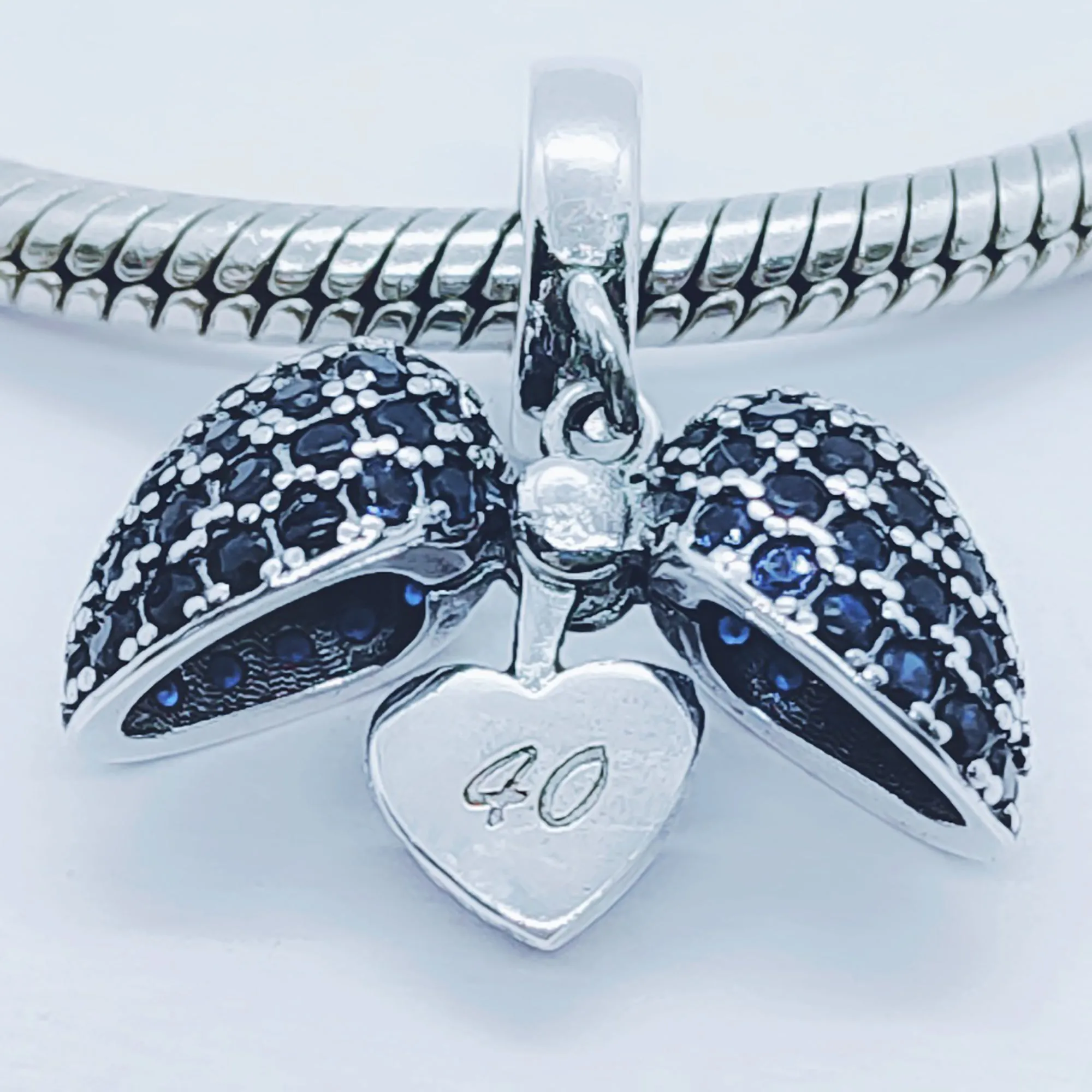 40th Birthday Charm Pendant for Pandora Bracelet or Necklace.  40 Age Charm