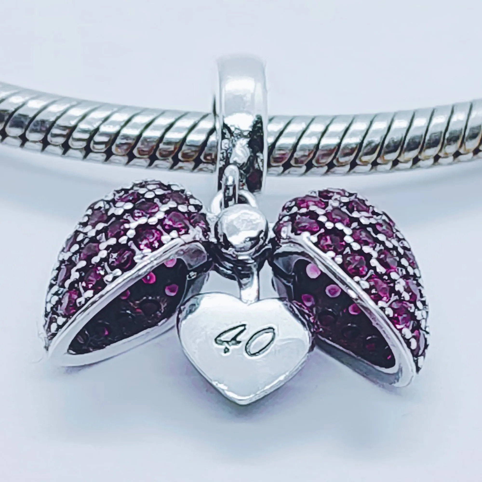 40th Birthday Charm Pendant for Pandora Bracelet or Necklace.  40 Age Charm