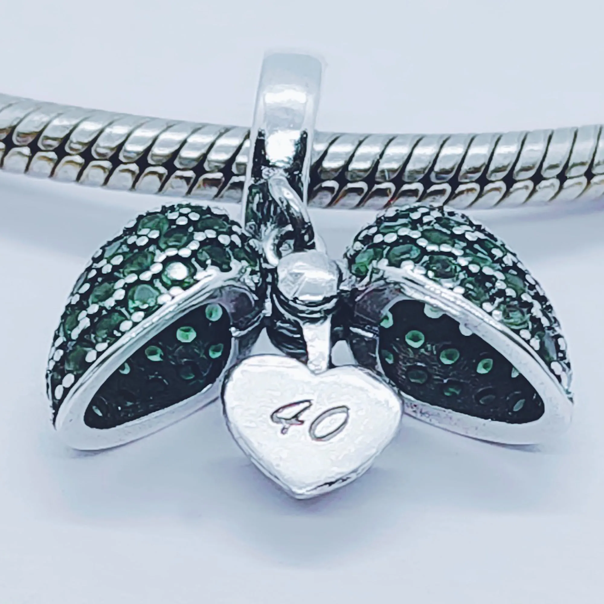 40th Birthday Charm Pendant for Pandora Bracelet or Necklace.  40 Age Charm