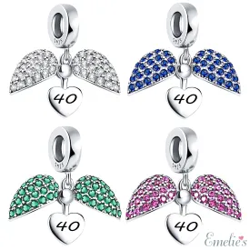 40th Birthday Charm Pendant for Pandora Bracelet or Necklace.  40 Age Charm