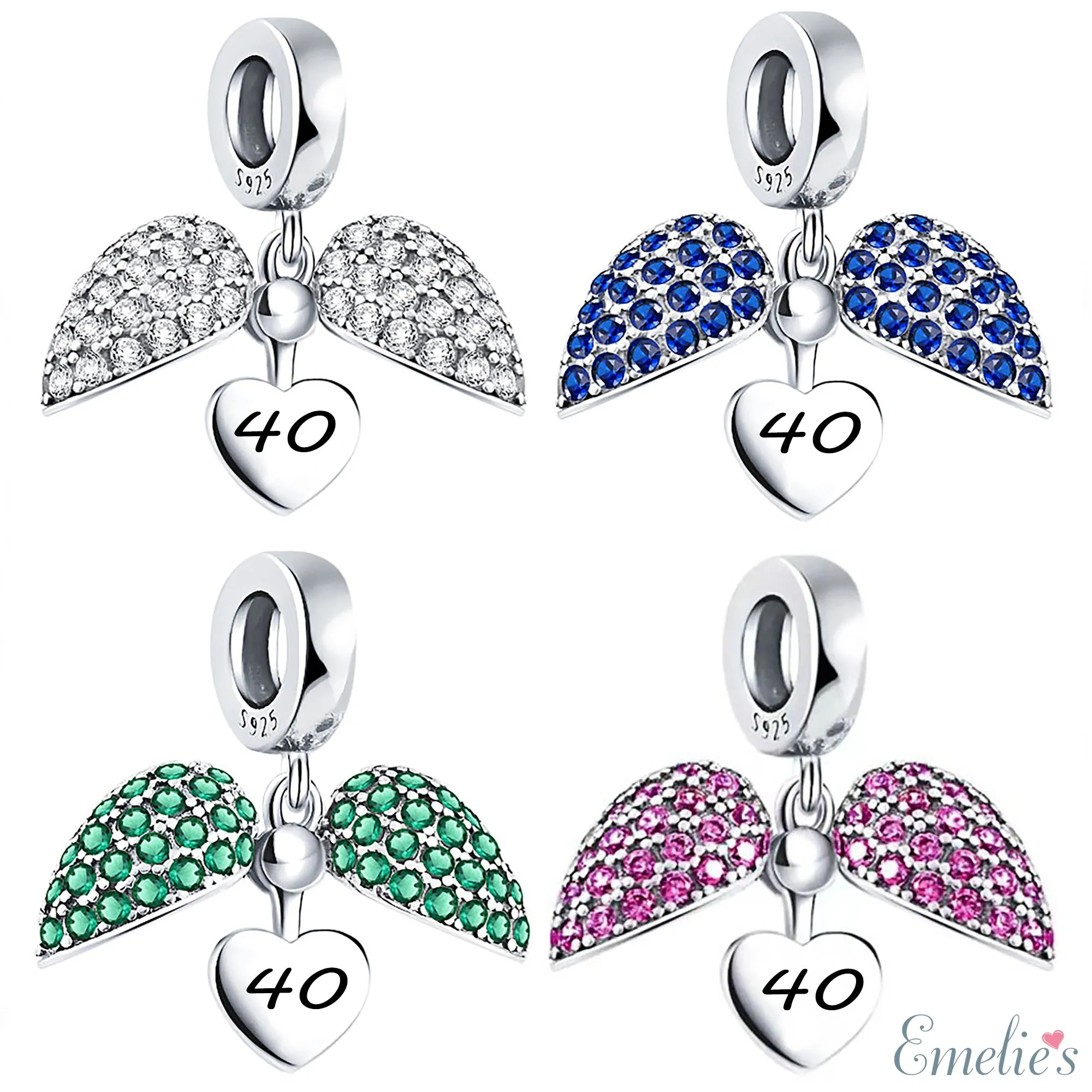 40th Birthday Charm Pendant for Pandora Bracelet or Necklace.  40 Age Charm