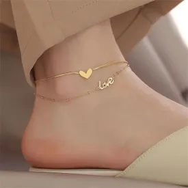 Anklet Double Layer Snake Gold Chain