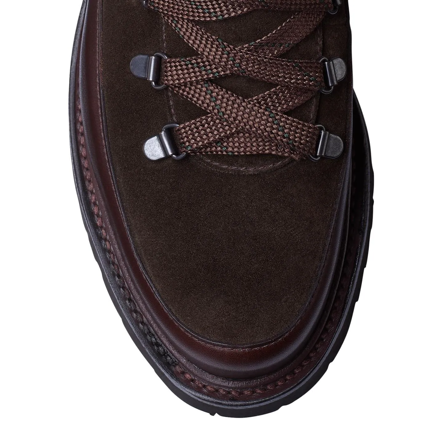 Annie Dark Brown Wax Calf & Earth Green Suede