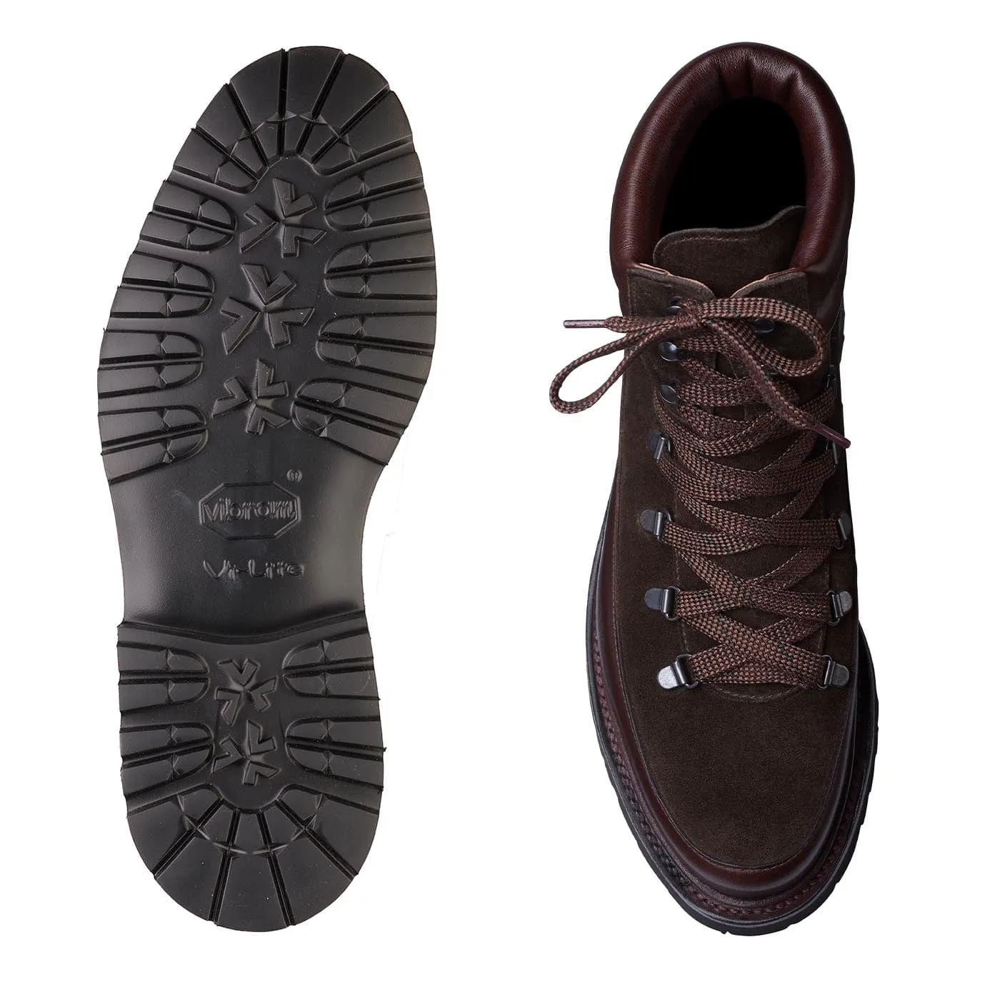 Annie Dark Brown Wax Calf & Earth Green Suede