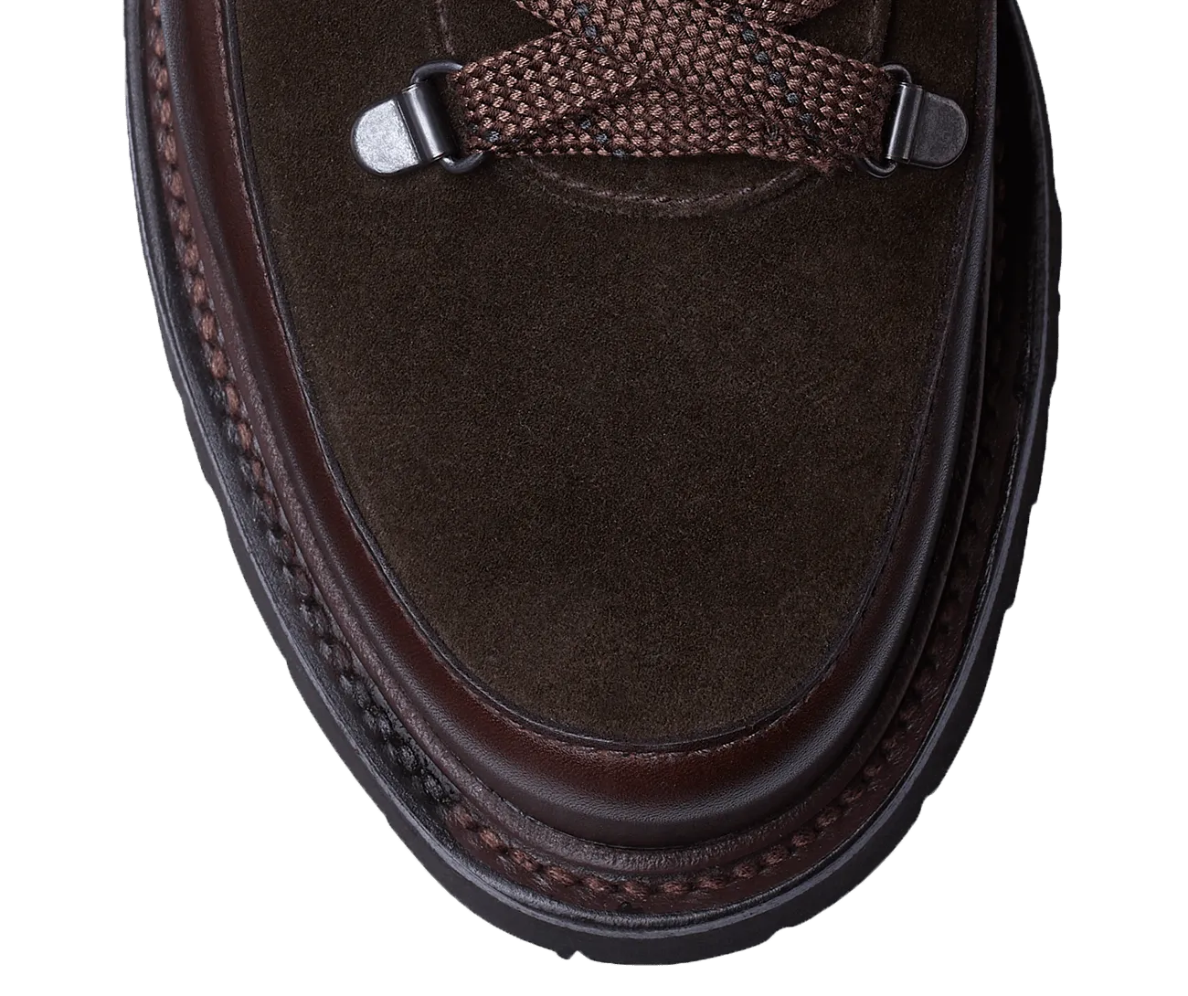 Annie Dark Brown Wax Calf & Earth Green Suede