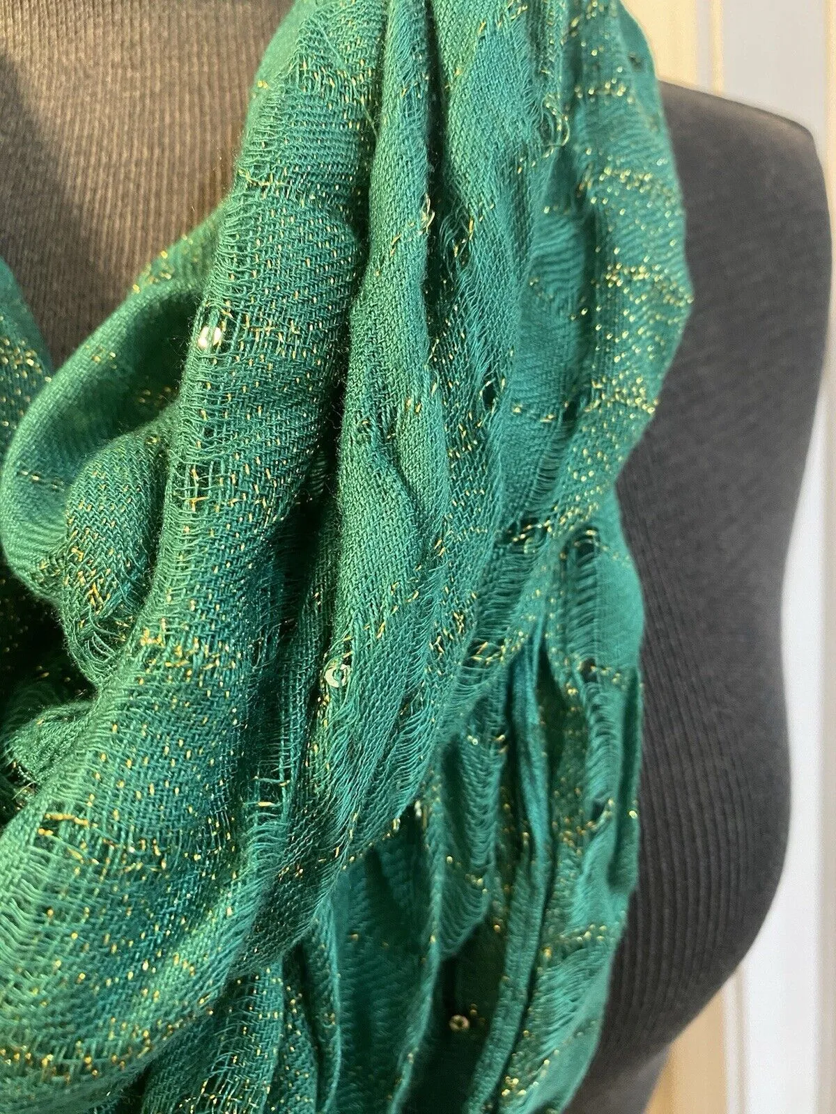 Bellisima Green/Gold Infinity Scarf