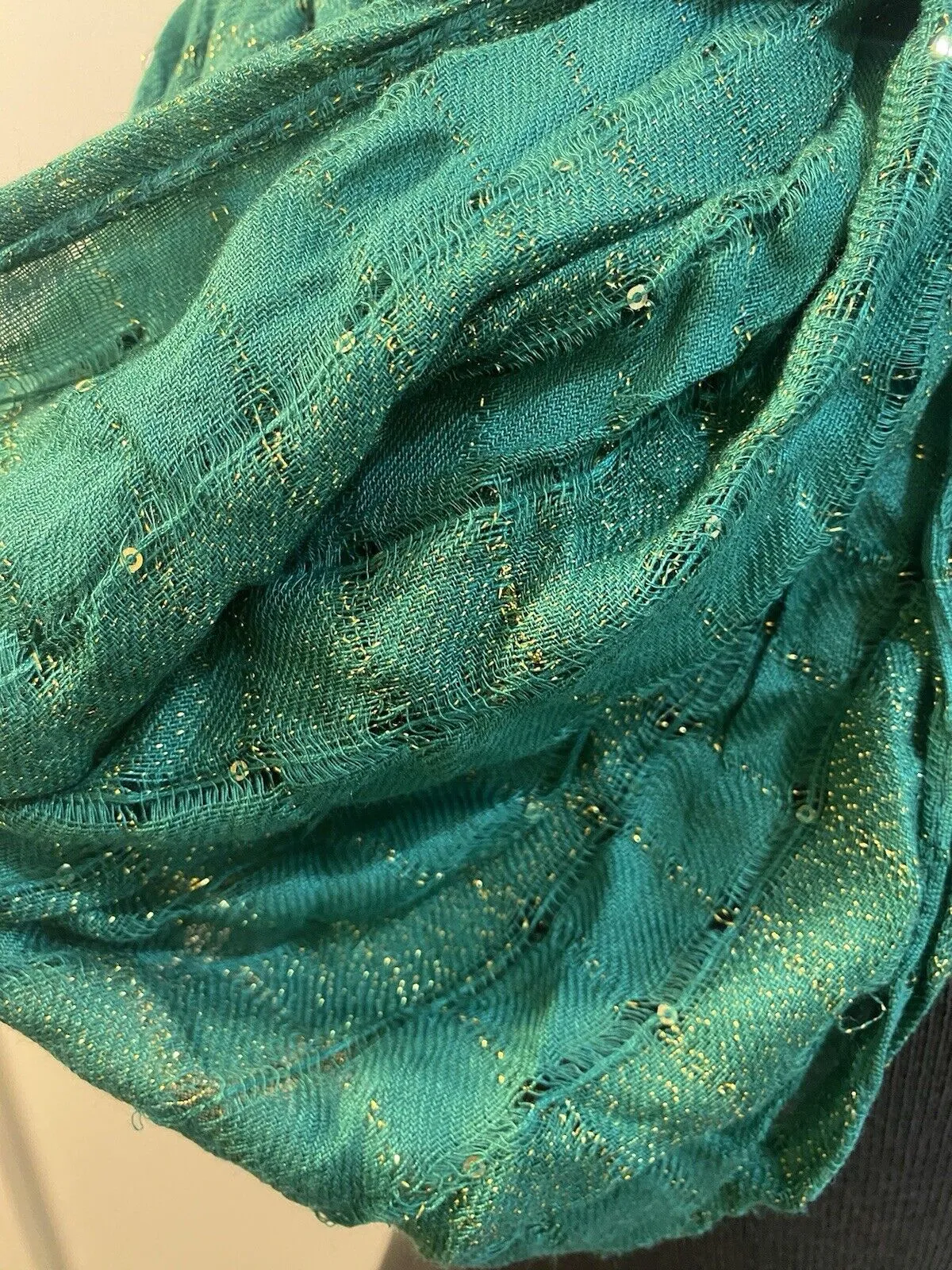 Bellisima Green/Gold Infinity Scarf