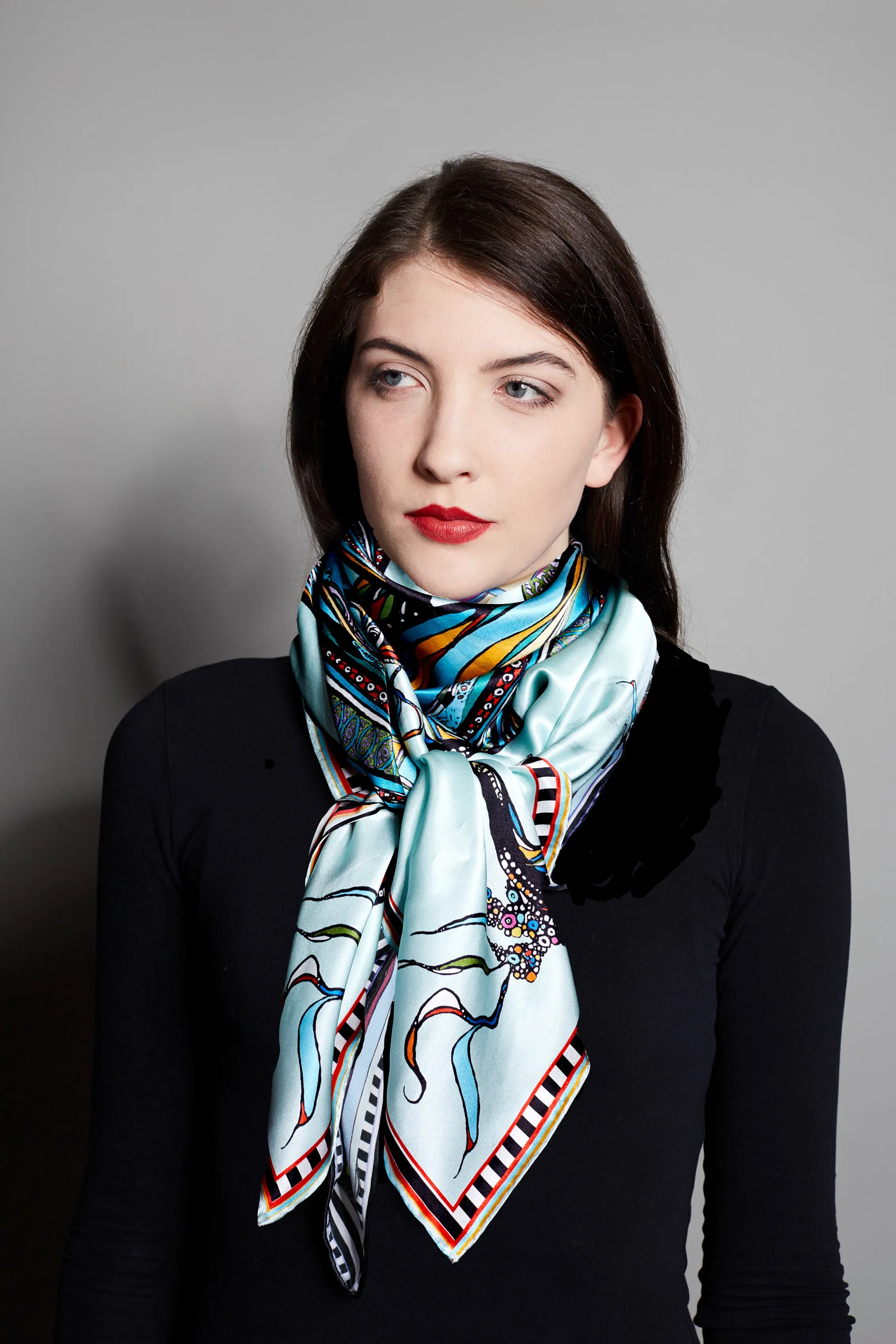 'Birds on the Wheel',100% Satin Silk,