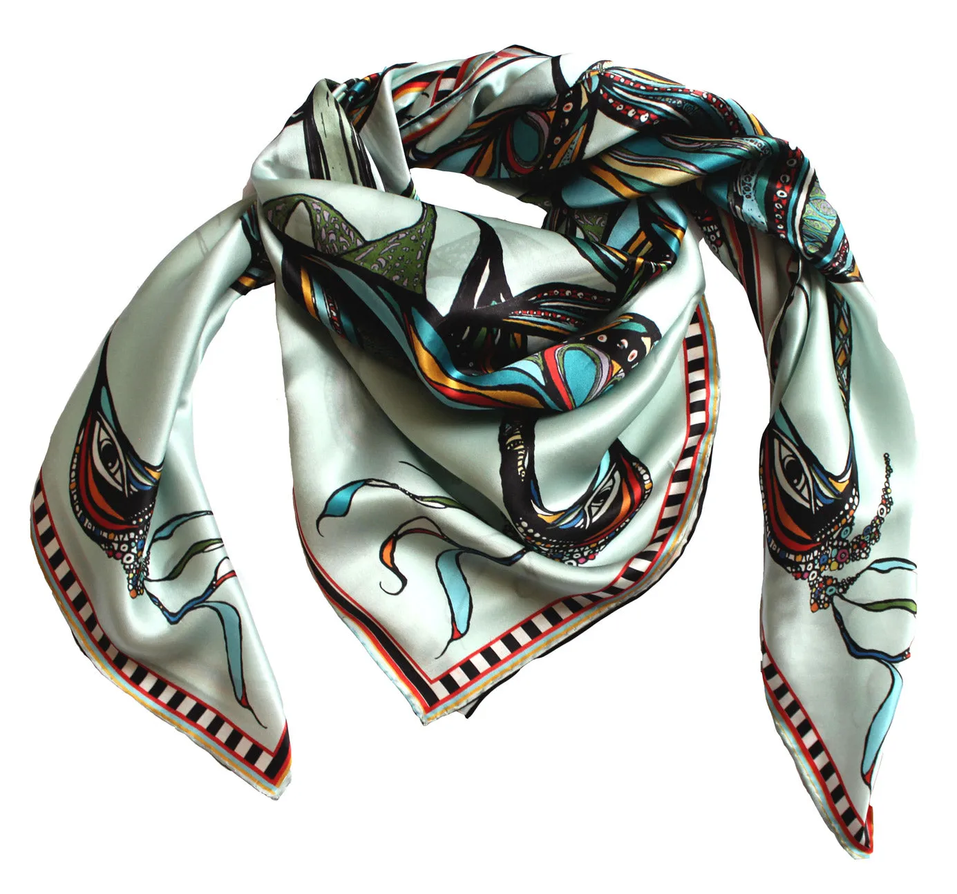 'Birds on the Wheel',100% Satin Silk,