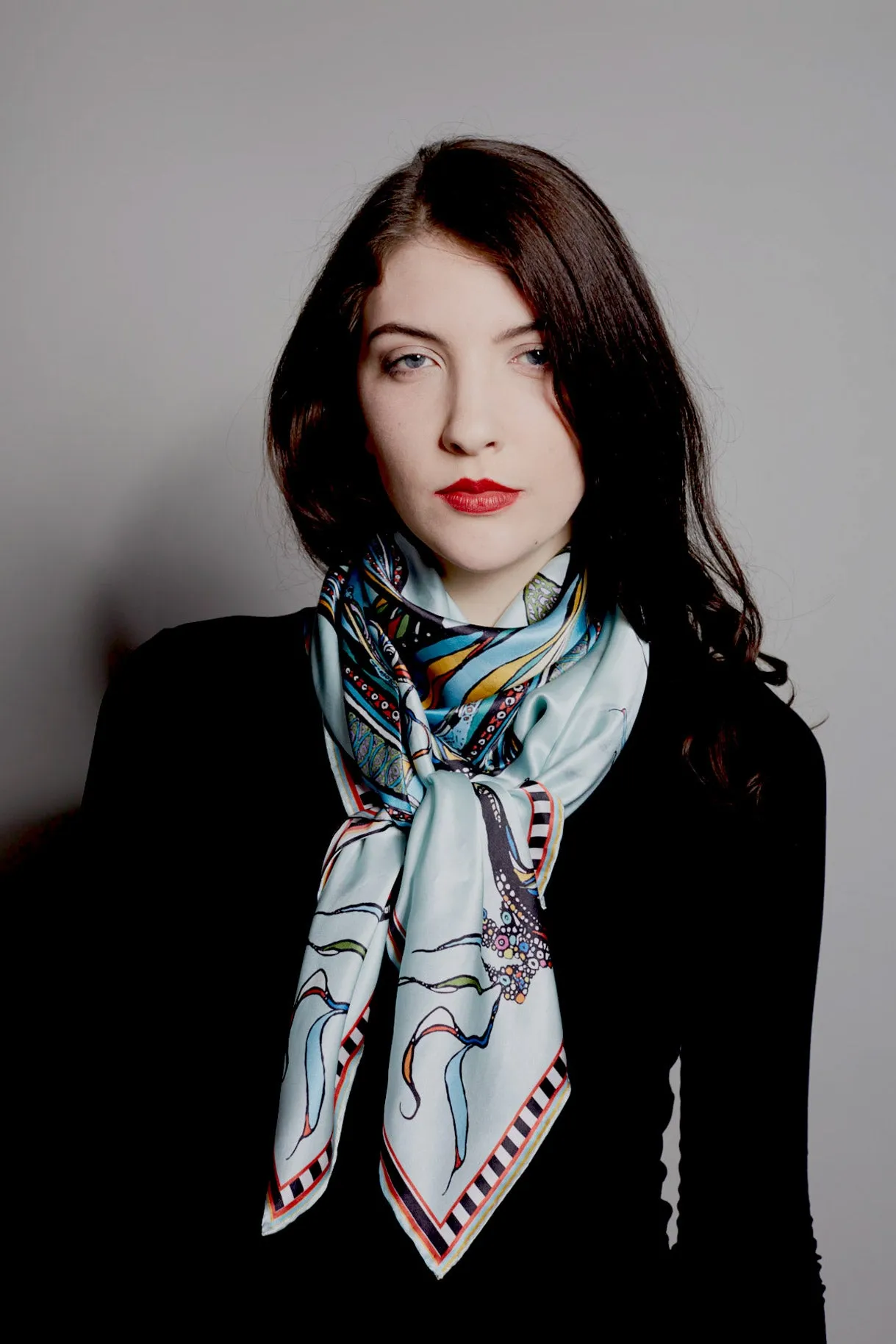 'Birds on the Wheel',100% Satin Silk,