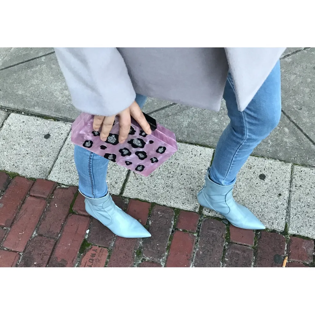 Blush Pink Leopard Print Acrylic Clutch