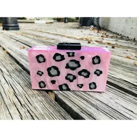 Blush Pink Leopard Print Acrylic Clutch