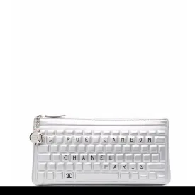 Chanel Keyboard Data Center Metallic Silver Novelty Minaudière Clutch