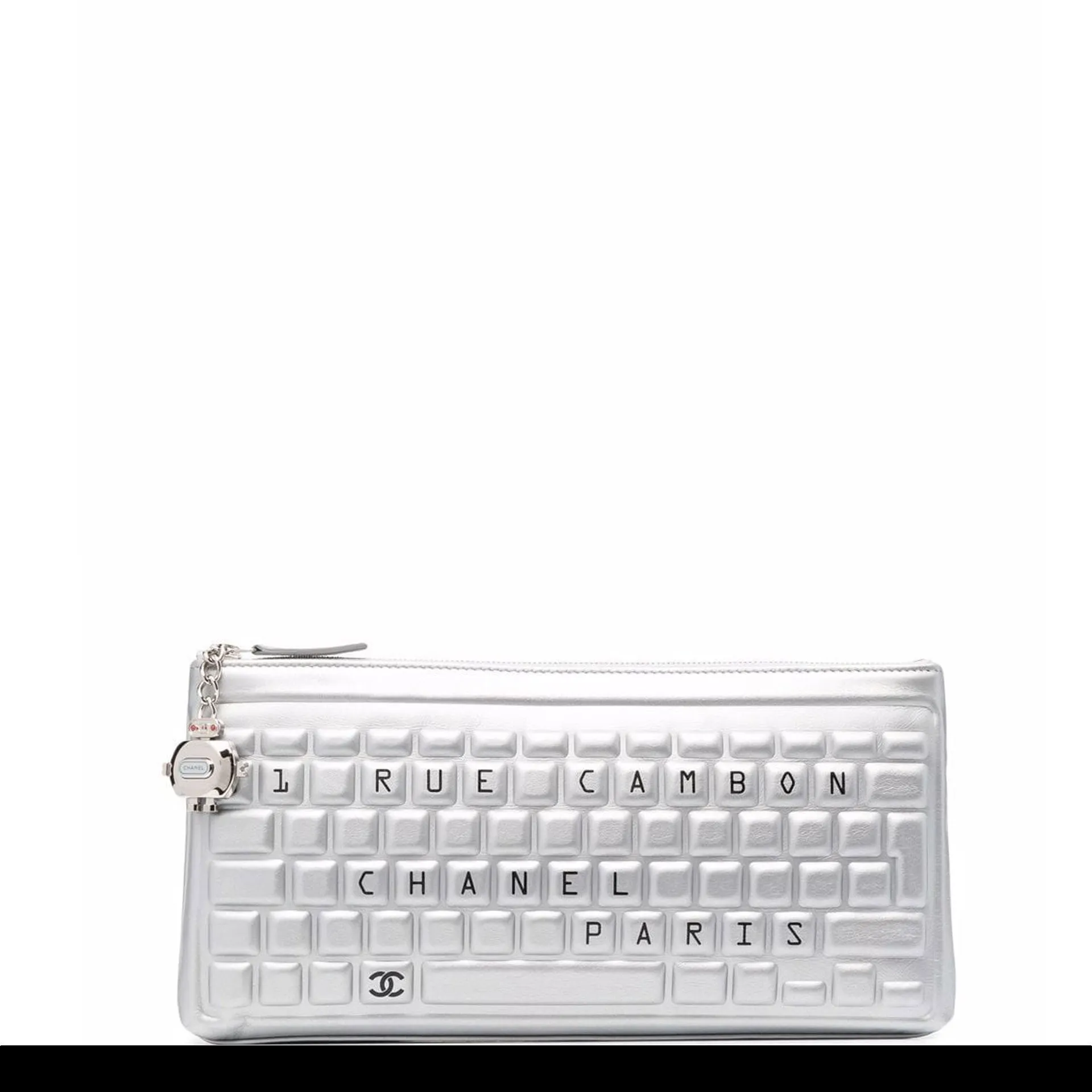 Chanel Keyboard Data Center Metallic Silver Novelty Minaudière Clutch