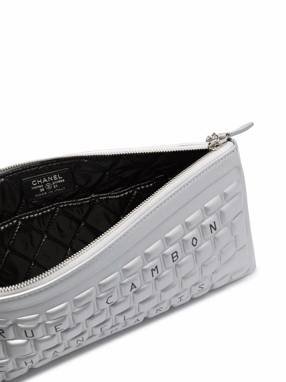Chanel Keyboard Data Center Metallic Silver Novelty Minaudière Clutch