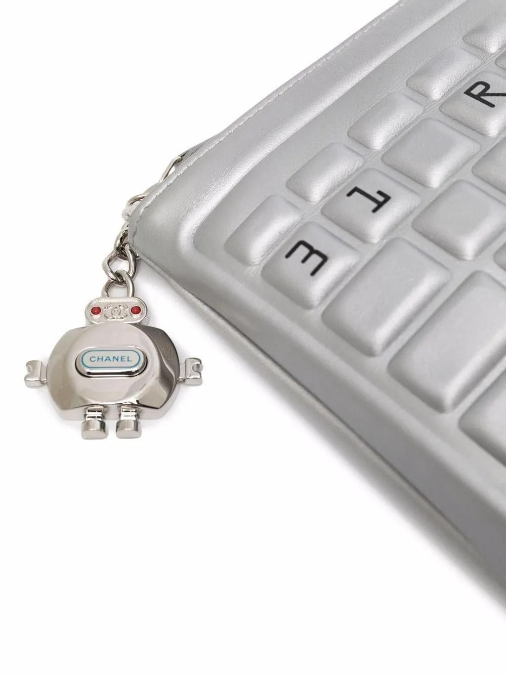 Chanel Keyboard Data Center Metallic Silver Novelty Minaudière Clutch