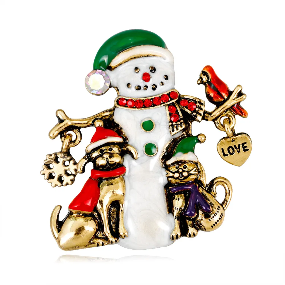 Christmas snowman animal enamel brooch-fashion accessories-vintage brooch-Christmas brooch- best gift for Christmas