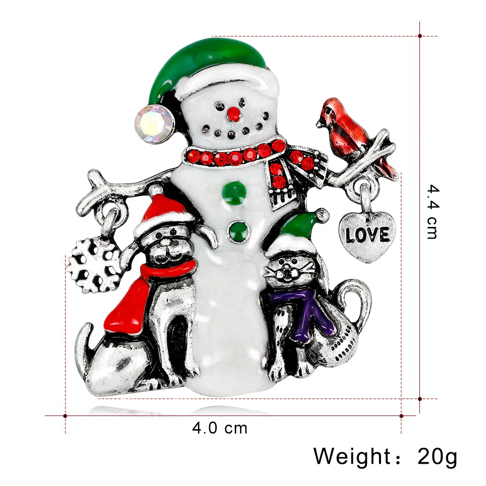 Christmas snowman animal enamel brooch-fashion accessories-vintage brooch-Christmas brooch- best gift for Christmas
