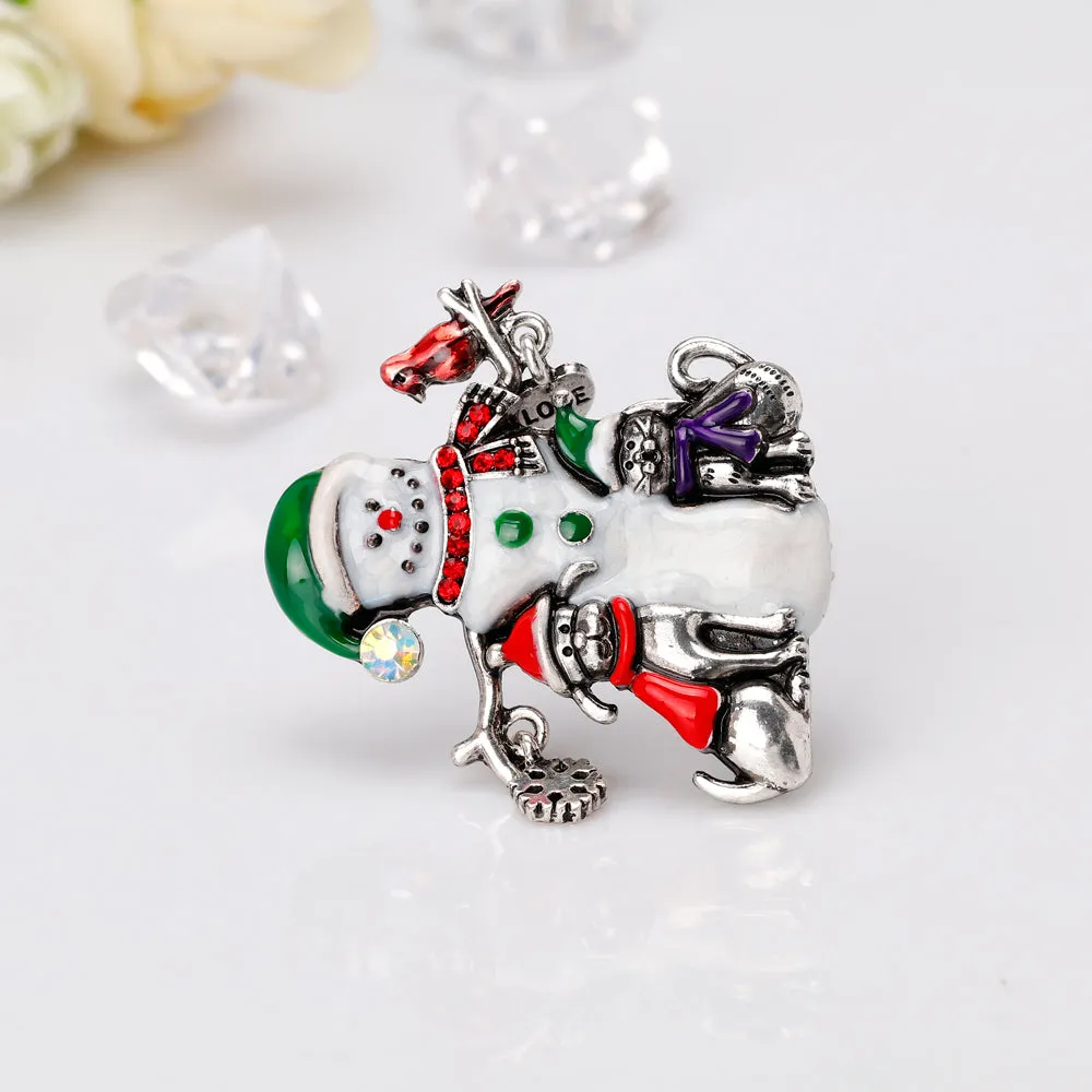 Christmas snowman animal enamel brooch-fashion accessories-vintage brooch-Christmas brooch- best gift for Christmas