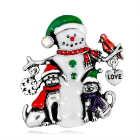 Christmas snowman animal enamel brooch-fashion accessories-vintage brooch-Christmas brooch- best gift for Christmas