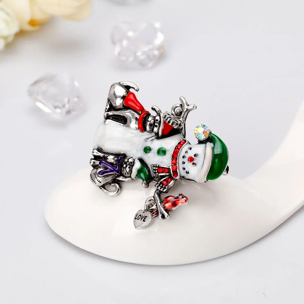 Christmas snowman animal enamel brooch-fashion accessories-vintage brooch-Christmas brooch- best gift for Christmas