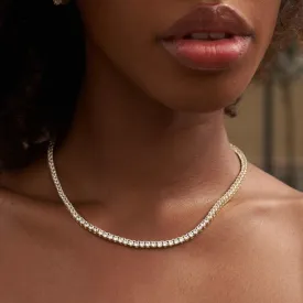 Diamond Tennis Necklace   Anklet Bundle Yellow Gold - 3mm