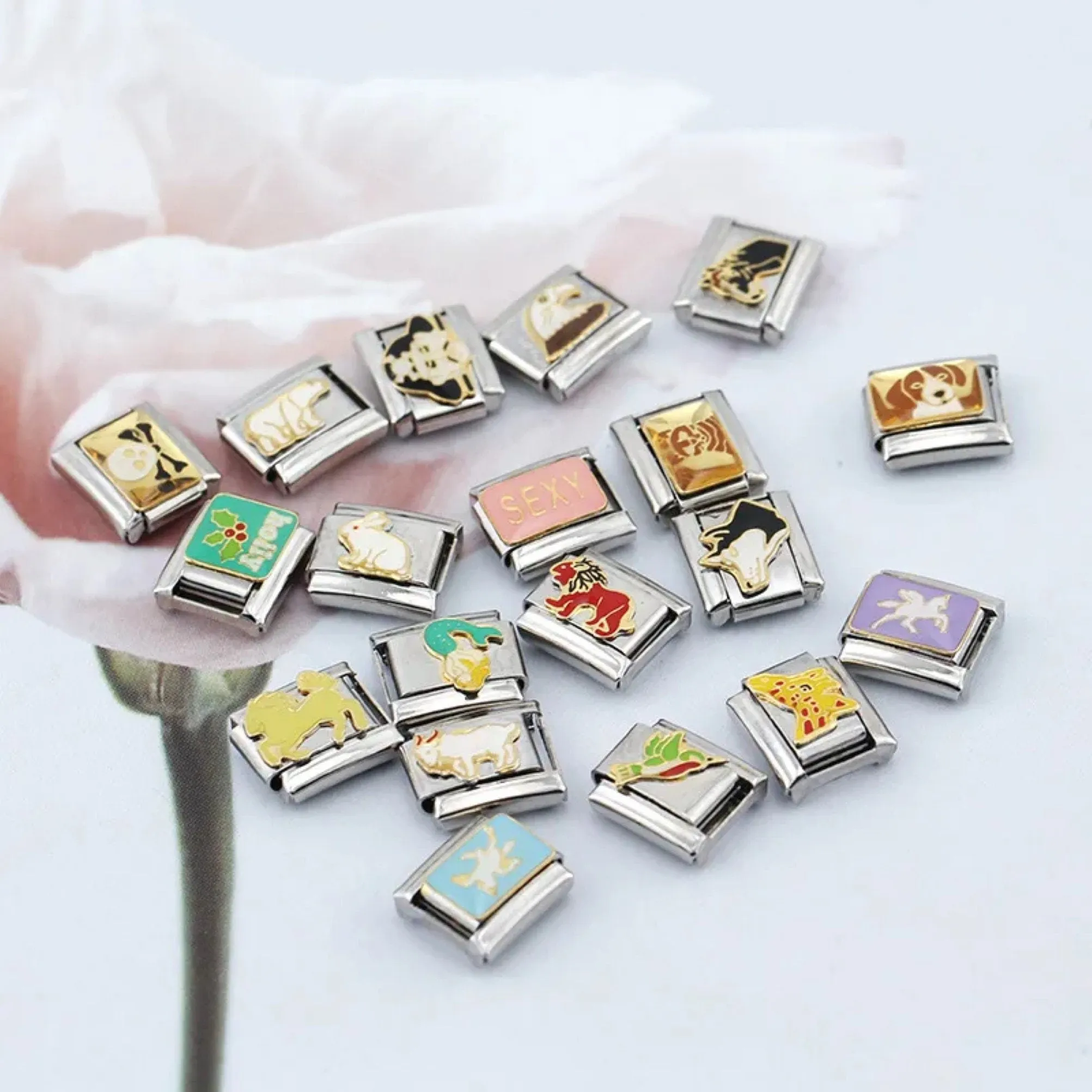 Diverse 9mm Italian Charm Bracelet Links - Customizable Gift for Her - Choose from a Variety of Symbolic Charms