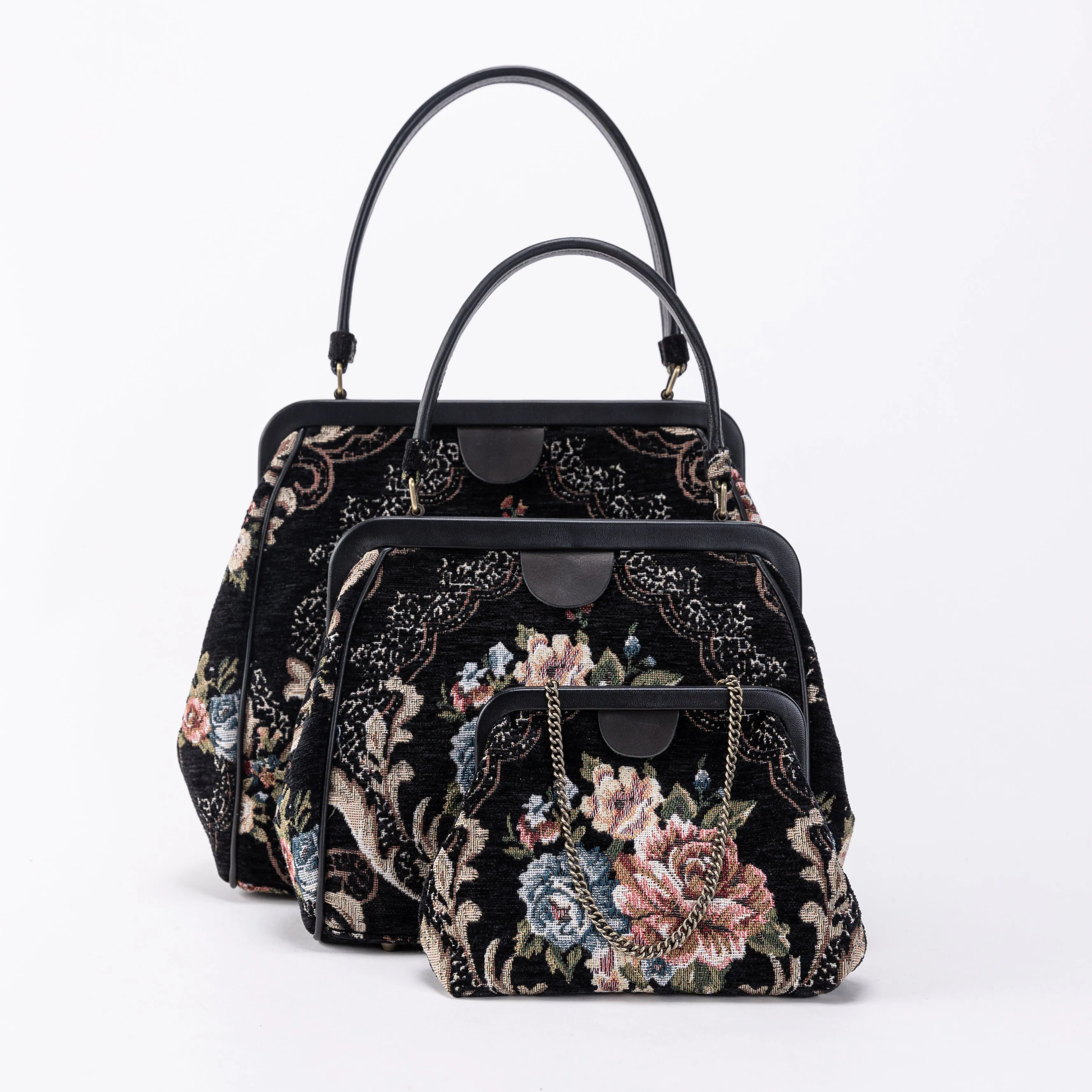 Floral Black Alma Clutch