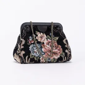 Floral Black Alma Clutch