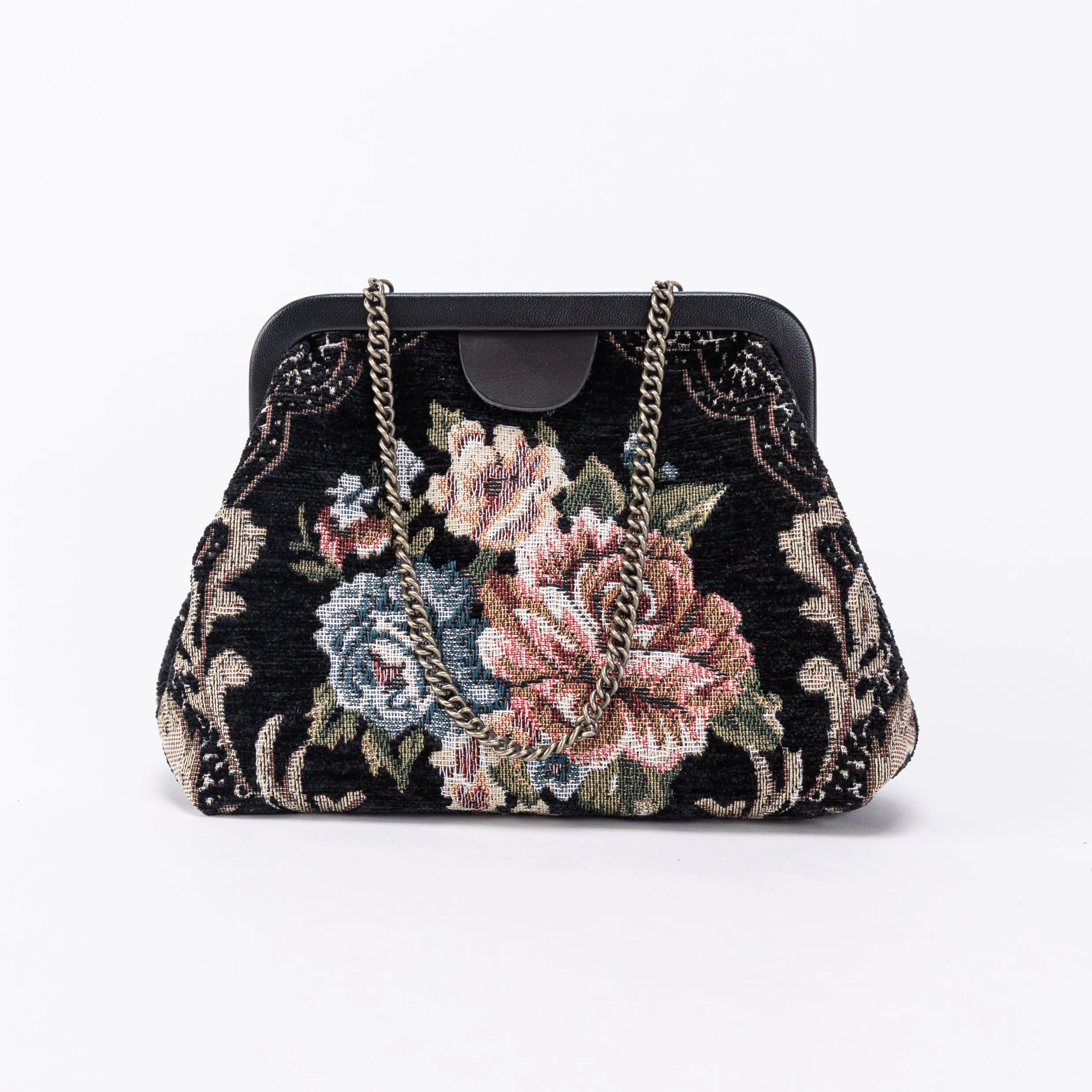 Floral Black Alma Clutch