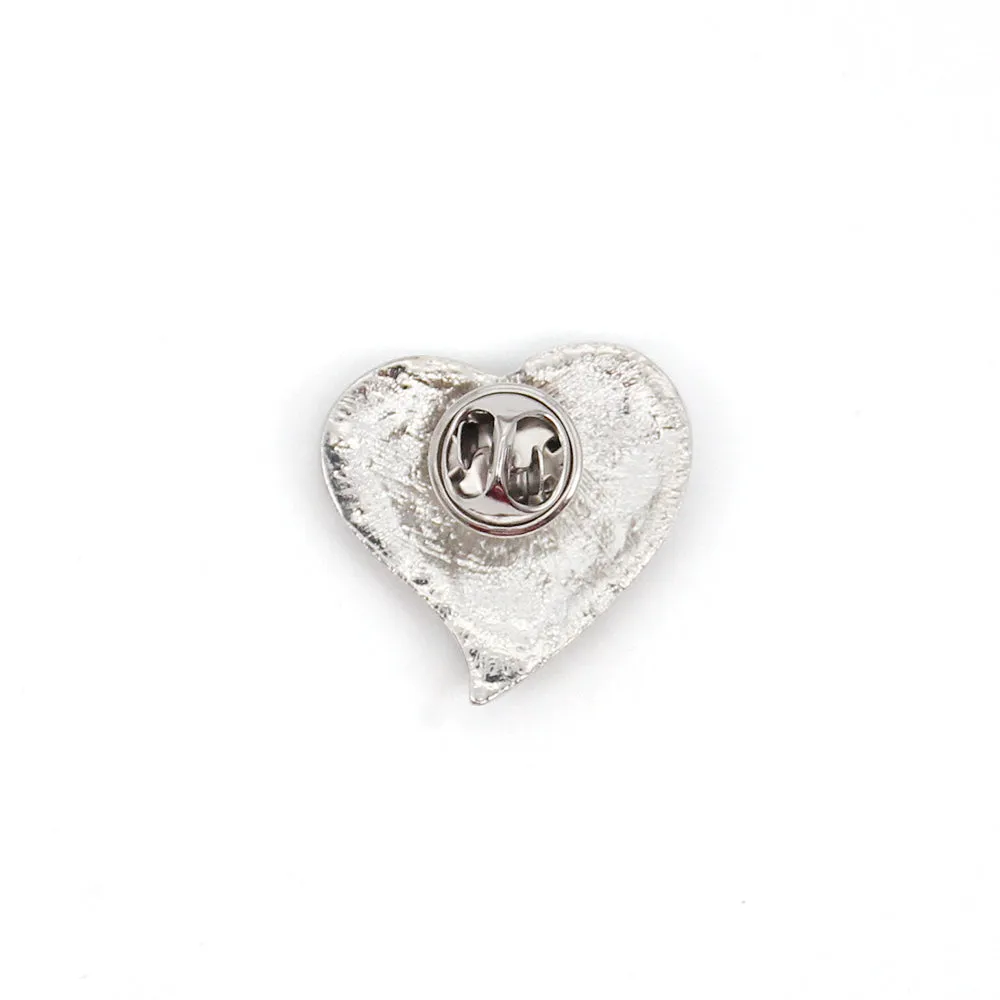 Fuhua 29mm Rhinestone Alloy USA Flag American Independence Day Love Heart Shaped Brooch Pin