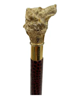 Golden Pointer Long Shoehorn - Brown Leather with Brown Stitches