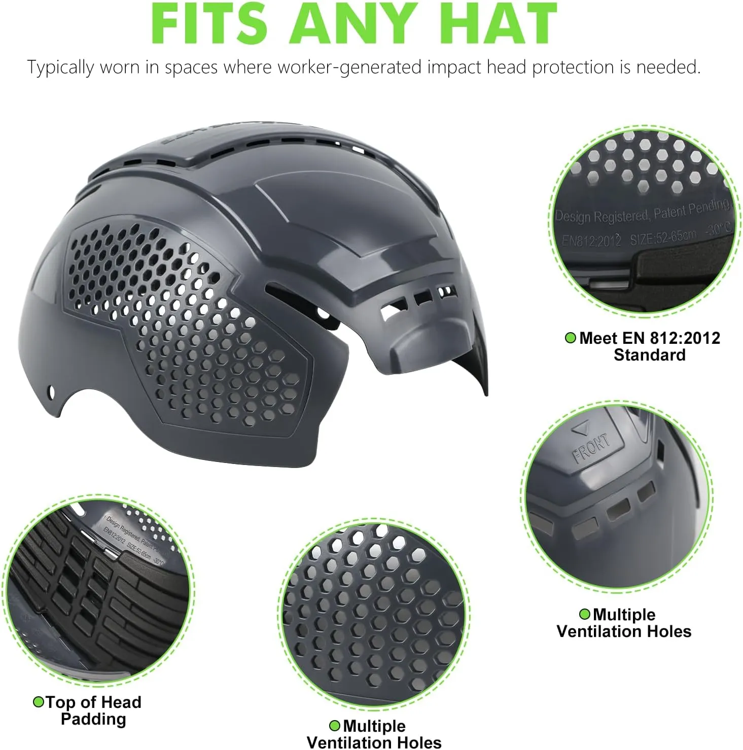 GREEN DEVIL Matrix Lite Series Bump Cap Insert for Baseball Caps EN 812 Universal Safety Bump Hat Insert for Men Women Vented Lightweight