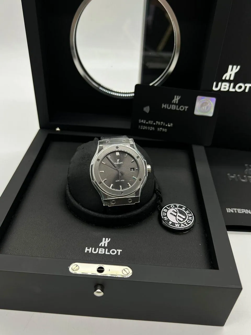 HUBLOT Classic Fusion Racing 42mm Automatic Date Titanium Grey Dial 542.NX.7071.LR Men Watch