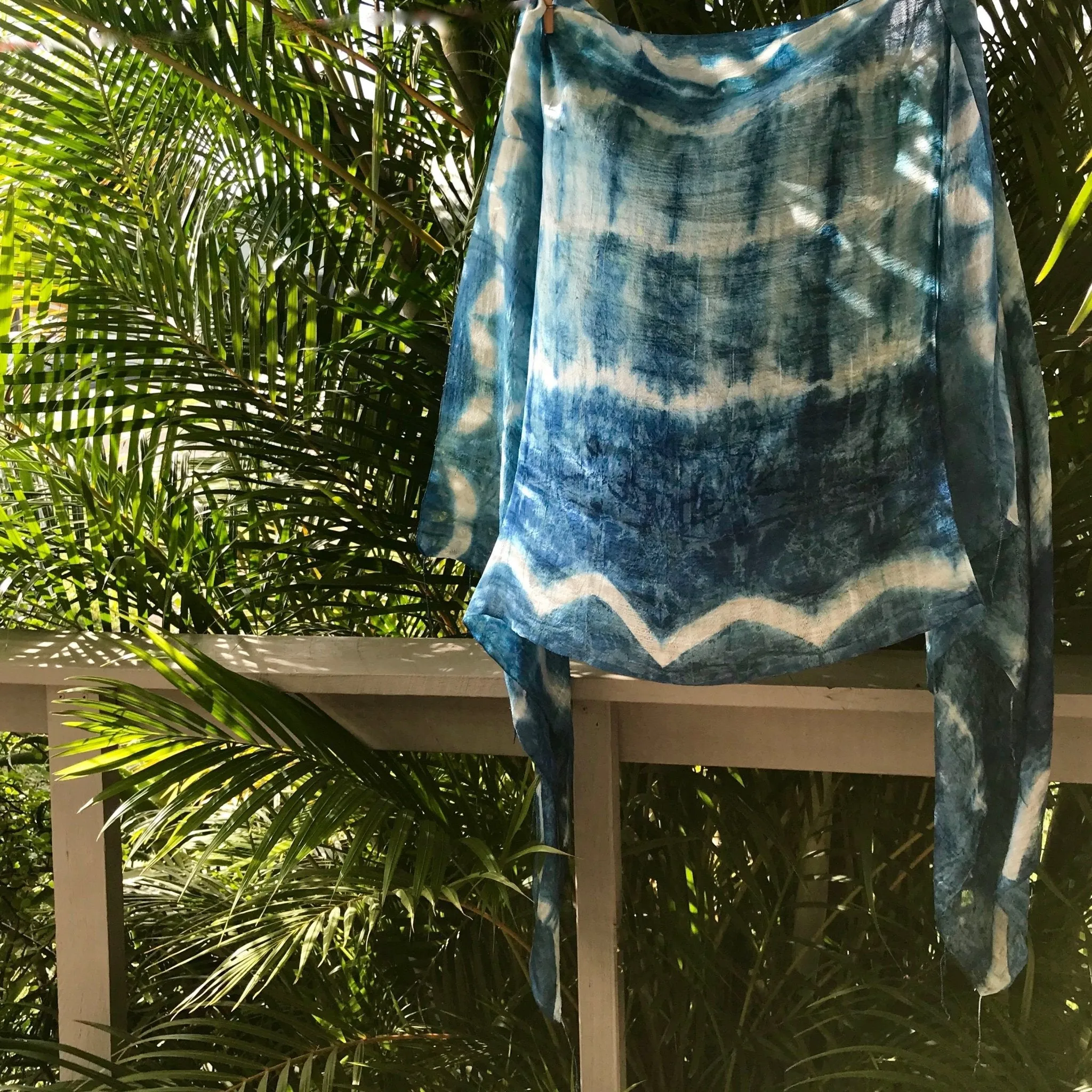 Immortal Kraft Indigo Hand Dyed Silk Scarf- Oblong - OOAK