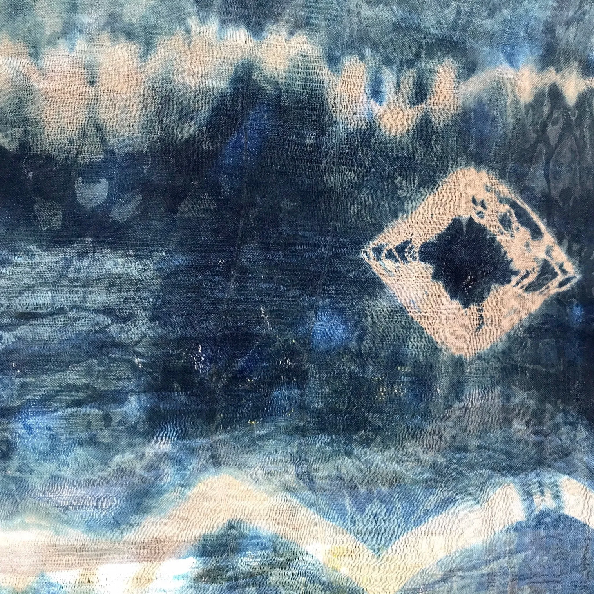 Immortal Kraft Indigo Hand Dyed Silk Scarf- Oblong - OOAK