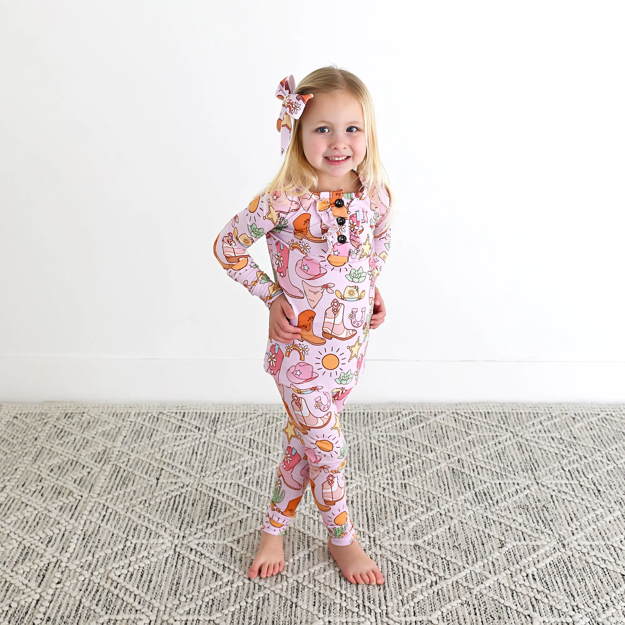 Lainey Pink Western CLIP BOW