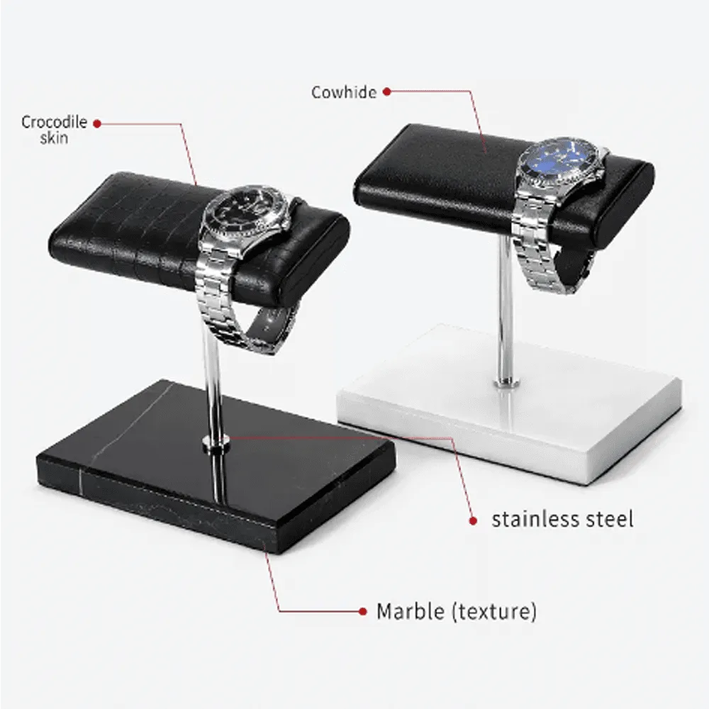 Luxury Watch Stand - Double Cushion (Marble Base) - Black