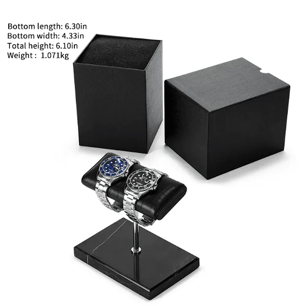 Luxury Watch Stand - Double Cushion (Marble Base) - Black