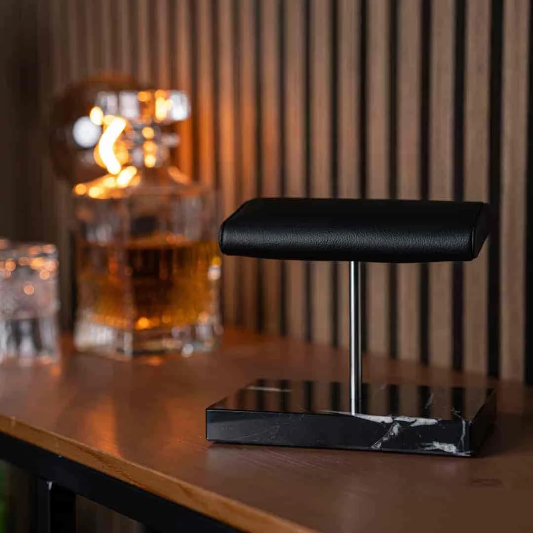 Luxury Watch Stand - Double Cushion (Marble Base) - Black